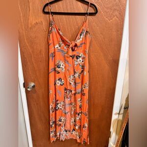 Pull &‎ Bear orange tropical one piece shorts romper size xl
